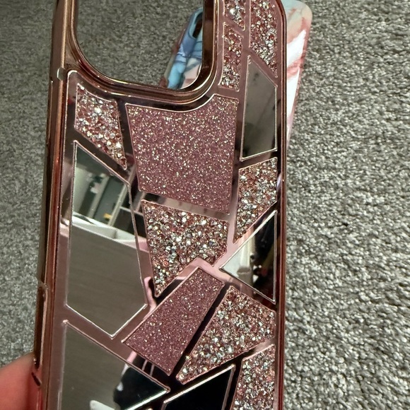 iPhone 16 pro max Marble and Geometric Phone Case Set - Pink, Blue, Gold - Picture 8 of 14